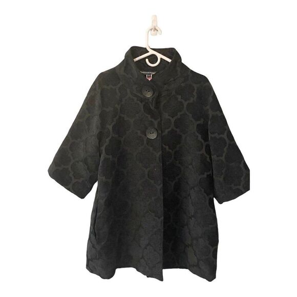 Painted Pony Women Coat Medium Black Lined Jacket 3/4 Sleeves Pockets - Picture 1 of 10